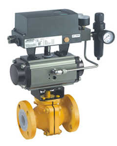 ValmetTEFLON LINED BALL VALVE WITH ROTARY ACTUATOR